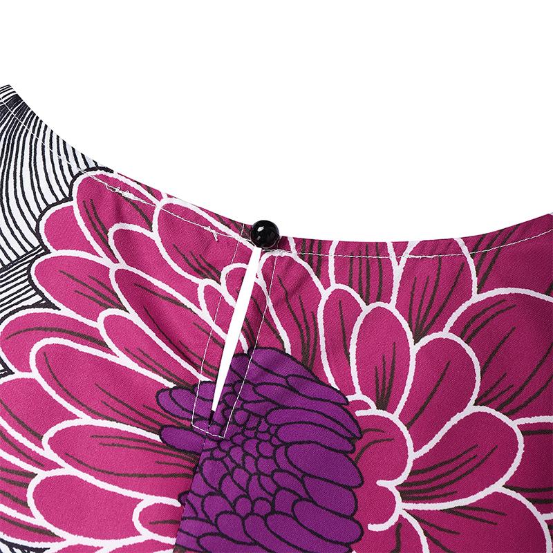 Plus Size Womens Casual Round Neck Long Sleeve Floral Printing Long Oversized Dress