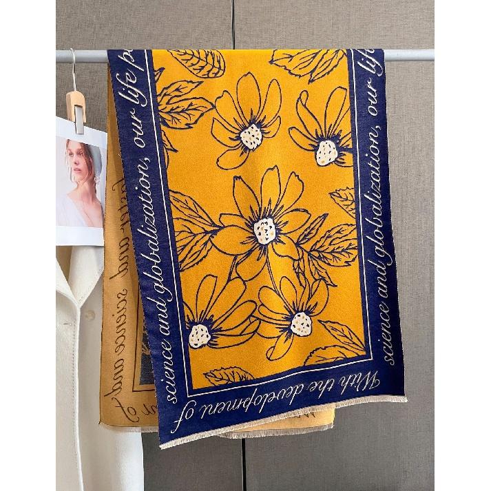 Damen-Schal mit Blumen-Quaste, Schal, Wickelschal für