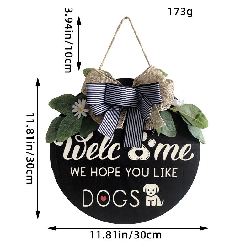 Diy Wooden Round House Plate Plaid Bow Listing Home Wall Welcome Decoration Wreath Door Decoration