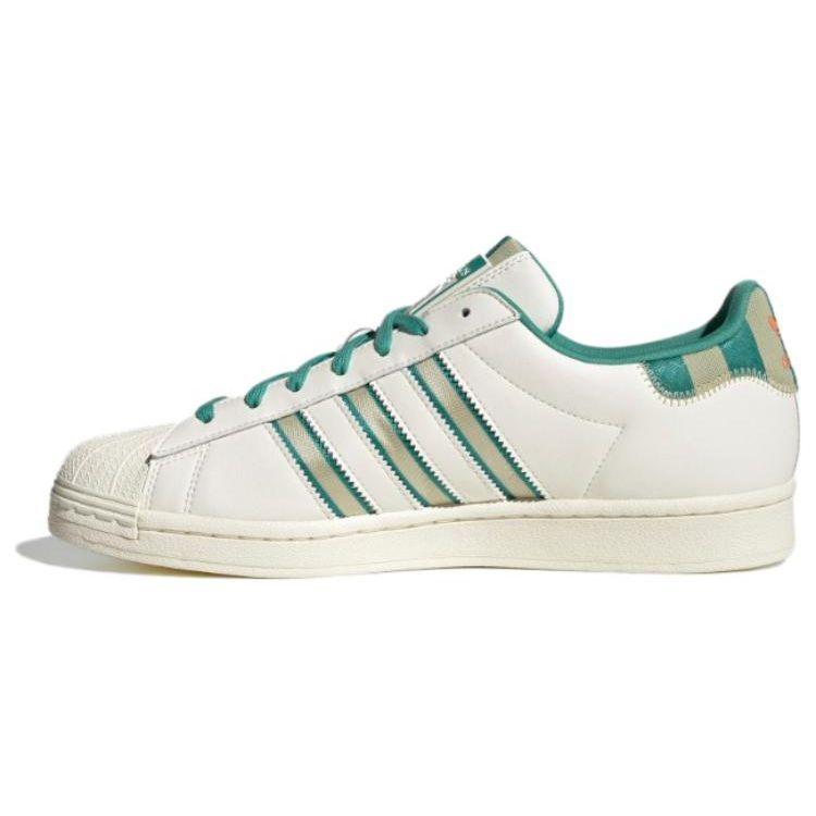 Adidas Originals Superstar Series Comfortable Versatile Slip-Resistant Lightweight Low-Top Skate Shoes Unisex Sneakers White Green IE2931