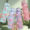 1 Stück Flamingo-Gruppe Herzform 750ml Farbe Kunststoff Sport-Wasserflasche Auslaufsicher Klappdeckel mit Strohhalm Geeignet für Sport, Büro, Heimgebrauch
