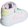 adidas GRAND COURT Synthetic Leather Abrasion Resistant Mid Top Toddler Shoes White Pink Yellow Infant And Toddler JR2580
