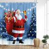 Forest Cute Snowman Shower Curtain Red Bird Berry Squirrel Winter Snow Christmas Bath Curtains Fabric Bathroom Decor with Hooks