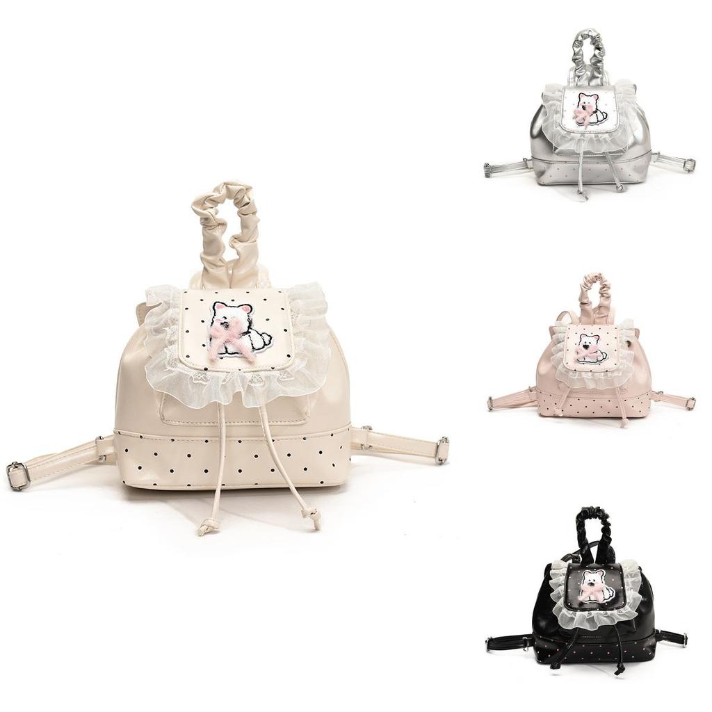 Casual West Highland White Terrier Bow Shoulder Bag With Splicing Design Suitable For Street Fashion And Daily Wear