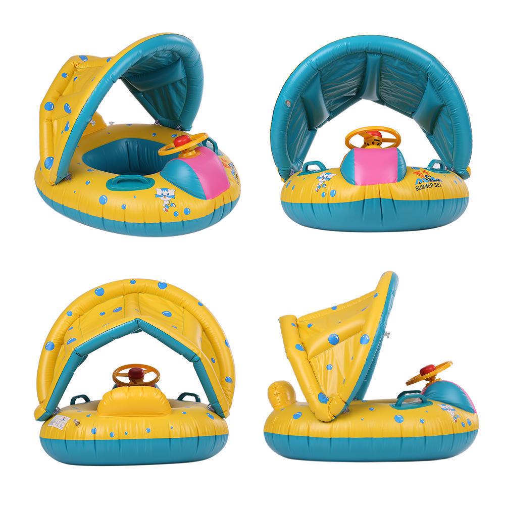 Inflatable Soft Baby Swimming Ring with Detachable Sun Canopy Shade