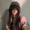 Retro Jacquard Knitted Bucket Hat Autumn Winter Korean Warm Casual Basin Hat For Women