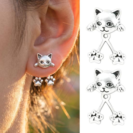Dainty Animal Earrings for Women 1 Pair Cute Cat Paw Women, Vintage Front Back Stud Earrings, Small Kitten Jewelry Gift Lovers