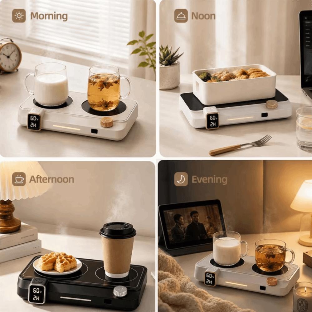 Adjustable Temperature Mug Warmer Temperature Display Thermal Coaster Cup Heater Lunch