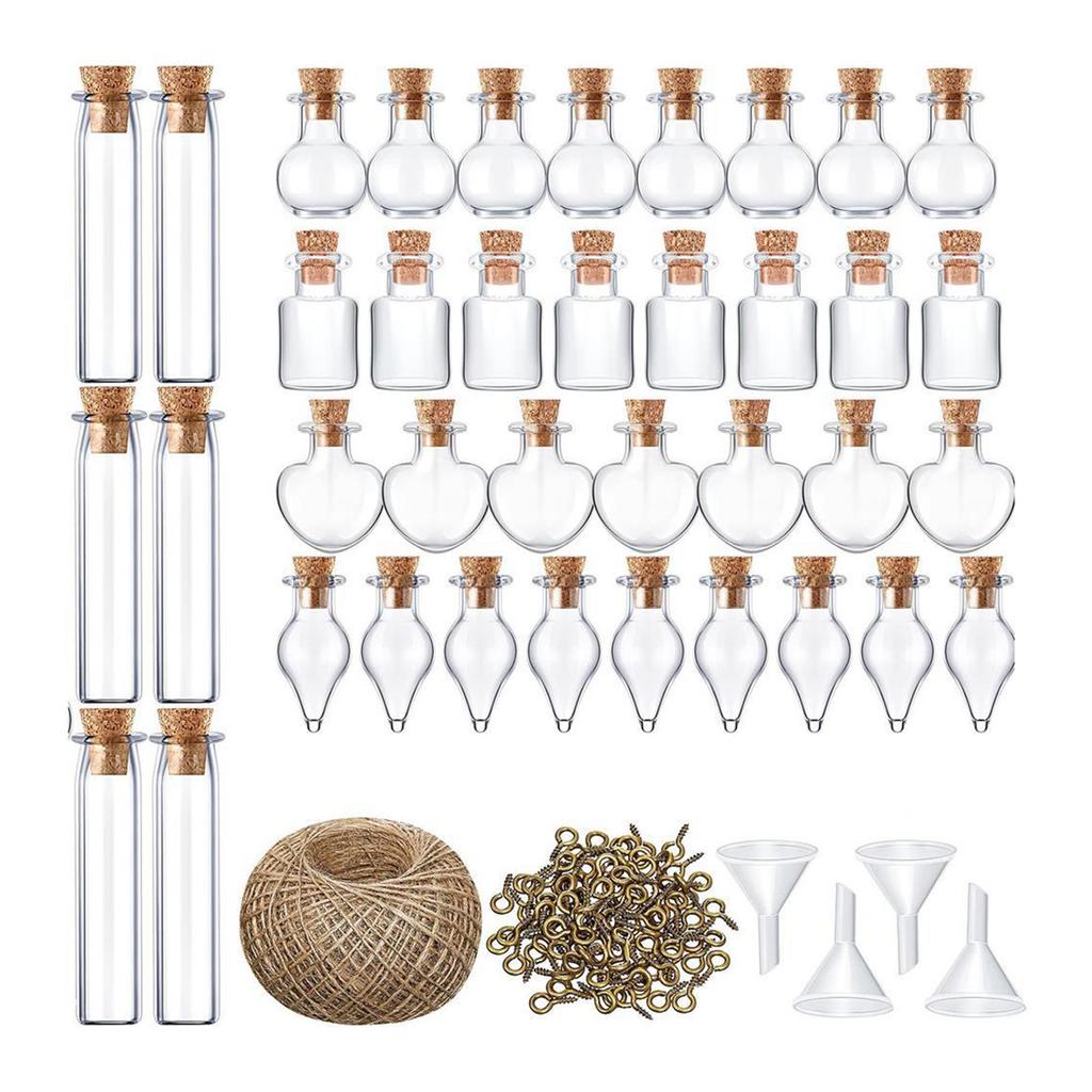 Clear Glass Mini Wishing Bottles Jars with Cork Stoppers Set for Craft Enthusiasts Art Projects Decors Party Favor