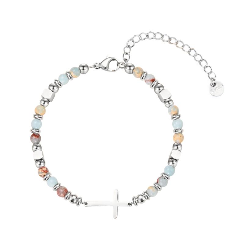 

Stylish Crucifix Charm Bracelet With Safety Lock Adjustable Length Wristchain Wrist Accessory For Daily Occasions 1