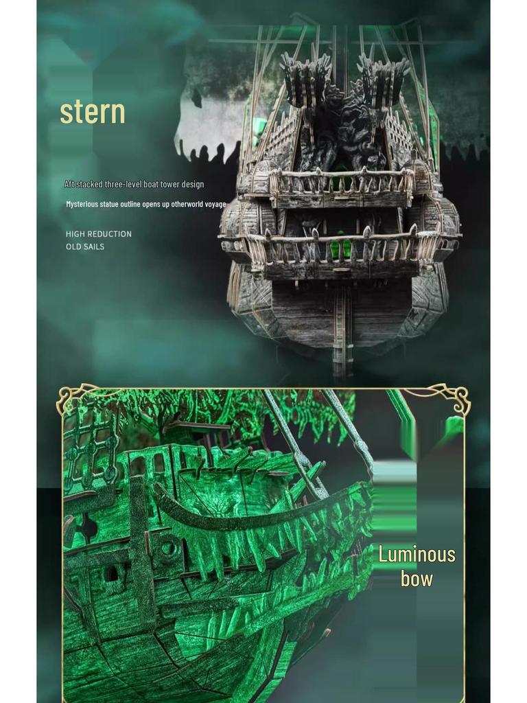 Kostka Rubika 3D Puzzle Statek Piracki: Model Latającego Holendra dla dorosłych o wysokim stopniu trudności do samodzielnego montażu