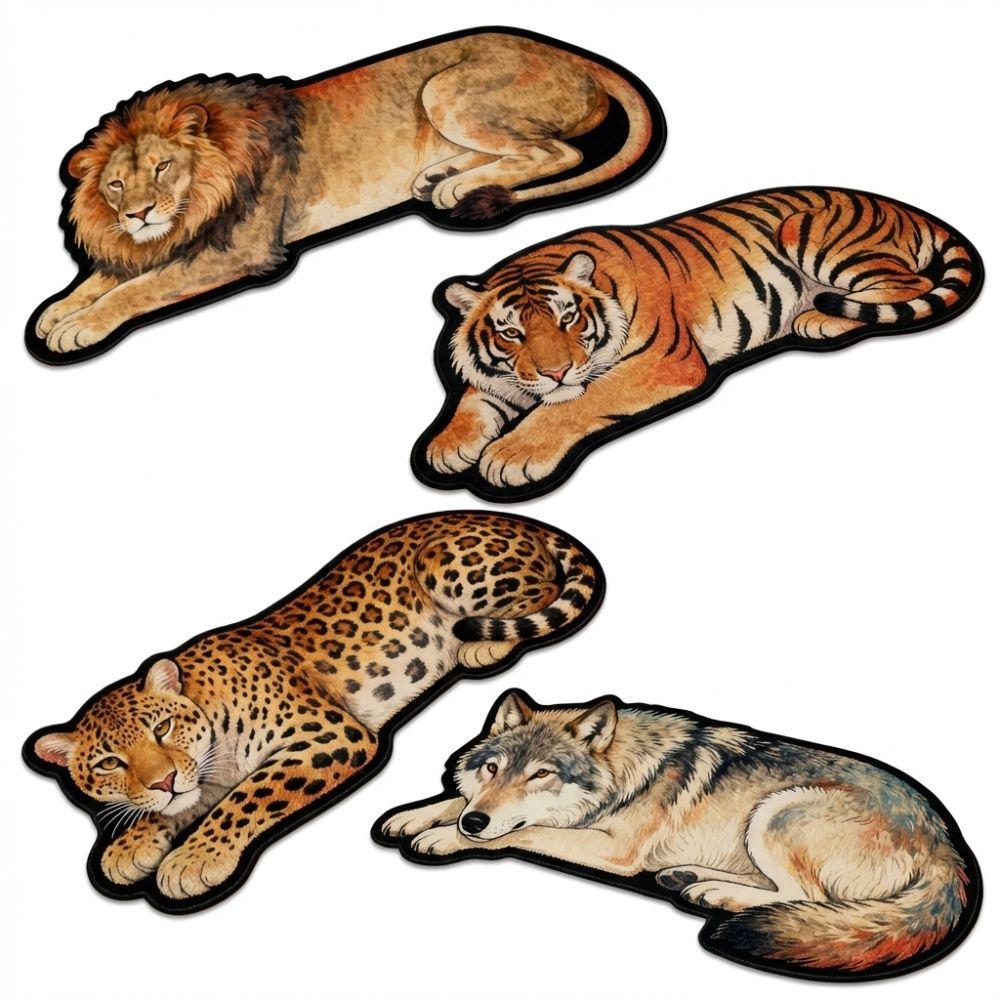 Anti-slip Lion Doormat 2D Flat Wolf Floor Mat Creativity Tiger Carpet Rug  Bedroom Bathroom