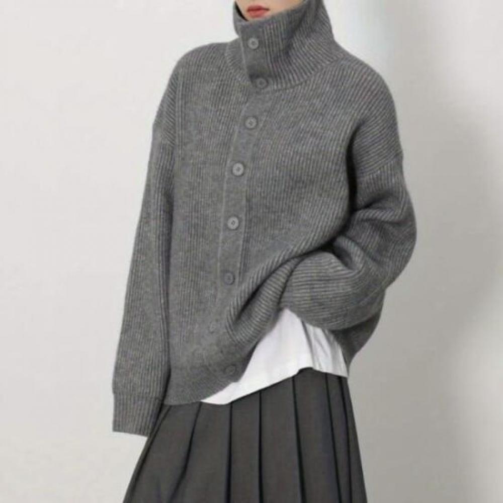 Navava Women Simple Daily Ribbed Long Sleeve Knit Cardigan Nk2689