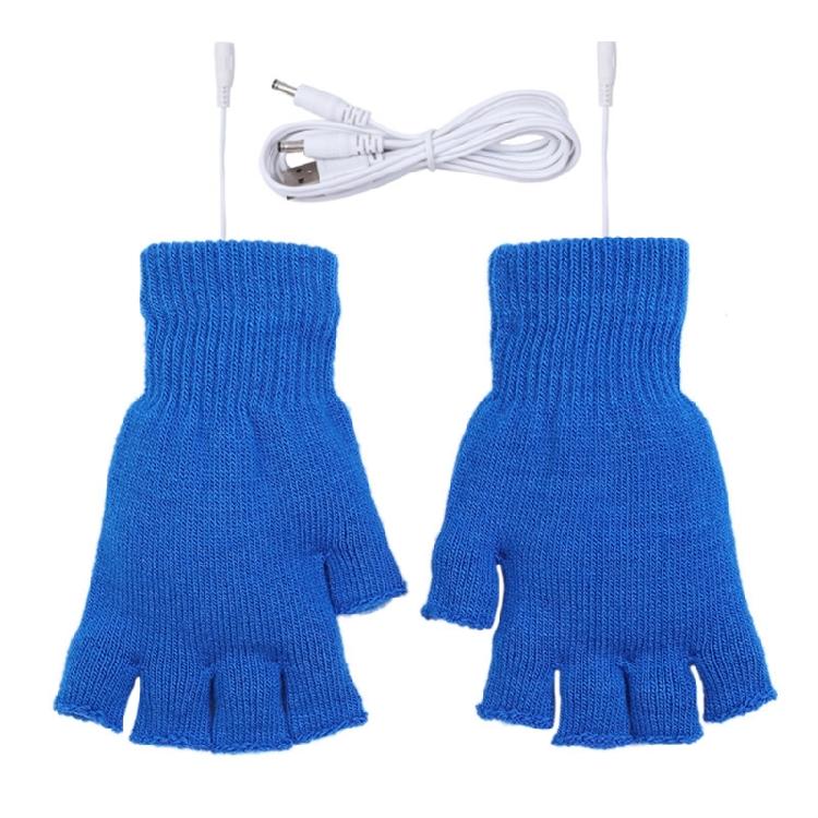 

Warm USB Heated Gloves Outdoor Activity Half Finger Gloves Thermal Hand Warmers синій
