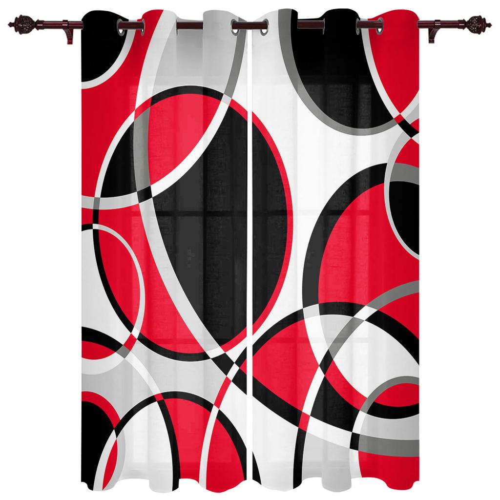 Circle Abstract Geometry Window Curtain Living Room Luxury Valance Curtain for Bedroom Home Kitchen Decor Curtain