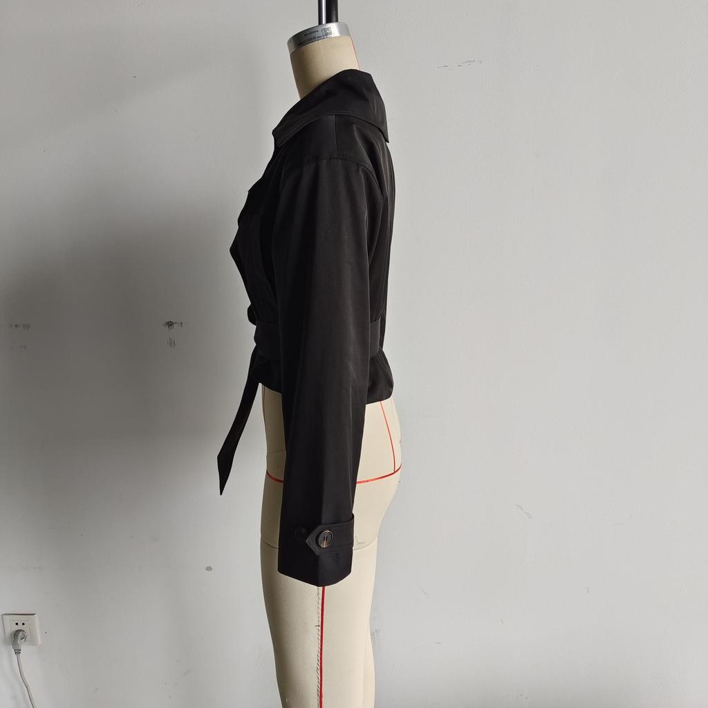 Chaqueta Gabardina Casual con Cinturón y Solapas Moda Femenina Euroamericana