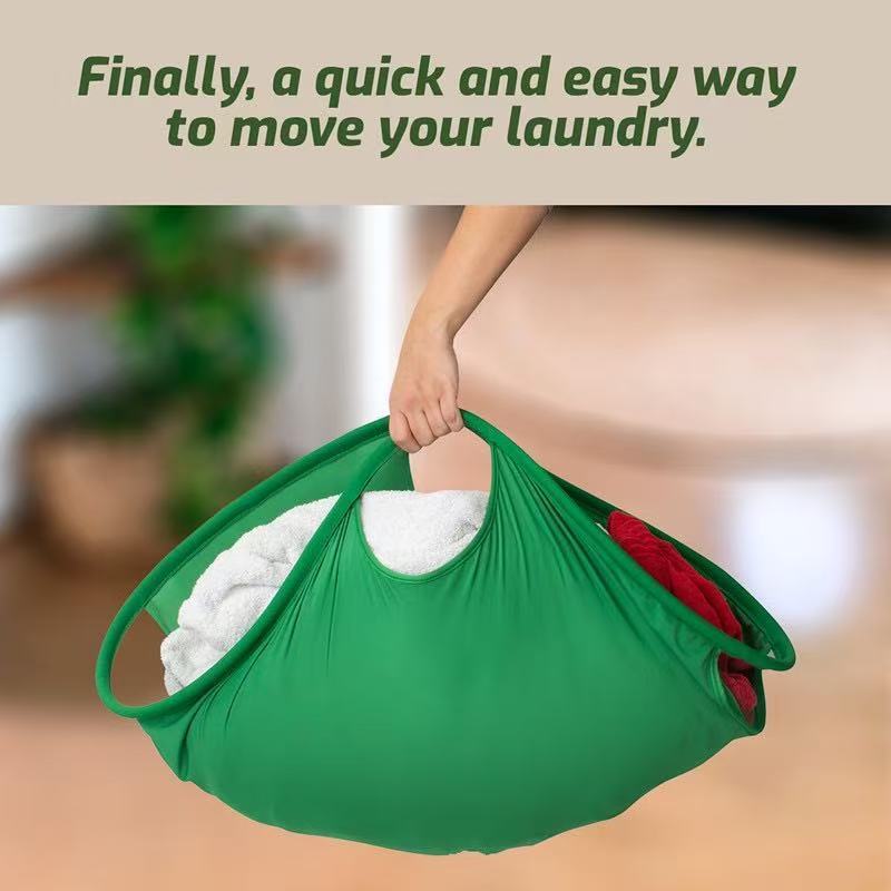 Generic Collapsible Laundry Basket Portable Stretchable Shape Stable Dirt Odor Proof Round Green For Home Bathroom Dirty Clothes