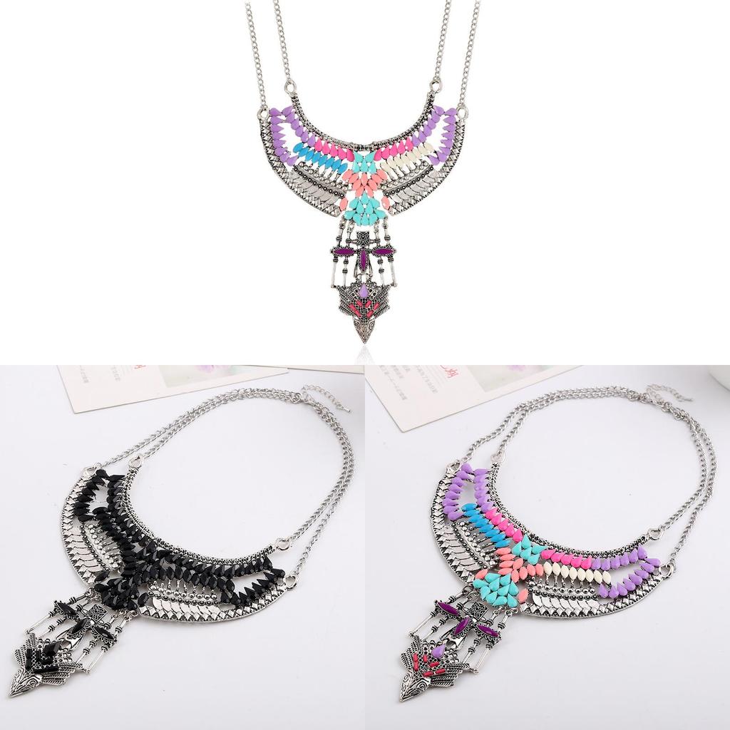Bohemian Geometric Retro Necklace With Alloy Finish For Unisex Travel Gift