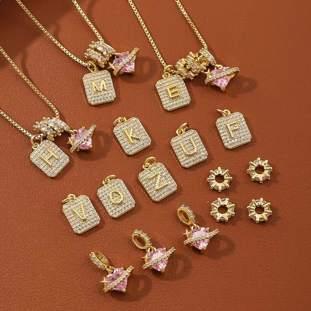 Luxe Heart Initial Necklace: 18k Gold-Plated Diamond Clavicle Chain