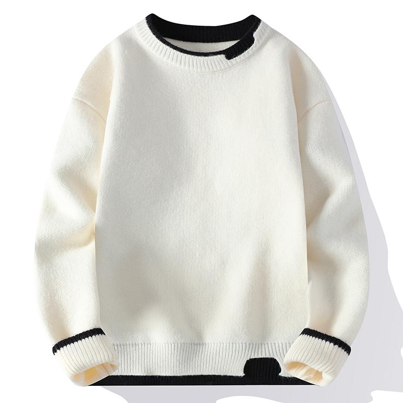 Autumn and Winter Men's Sweater Fashionable Simple Fake Two-piece Pullover Long-sleeved Top