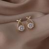1 Pair of Elegant and Sparkling Zircon Decorated Cross Line Earrings - Retro Design - Perfect for Daily Wear and Special Occasions, Holiday Gifts