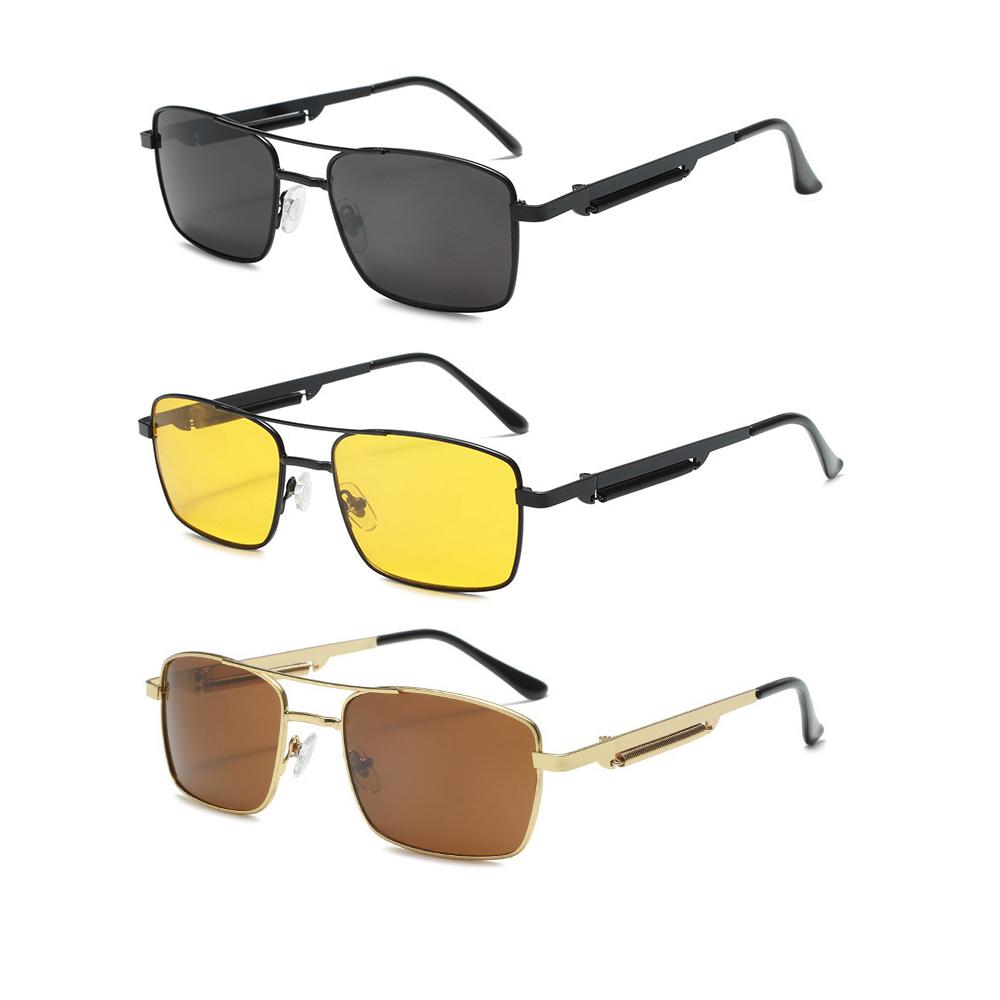 Spring Style 3Pcs/set Rectangle Sunglasses Fashion Metal Frame Women Men Ellipse Sun Glasses for Female Male Square Sunglasses