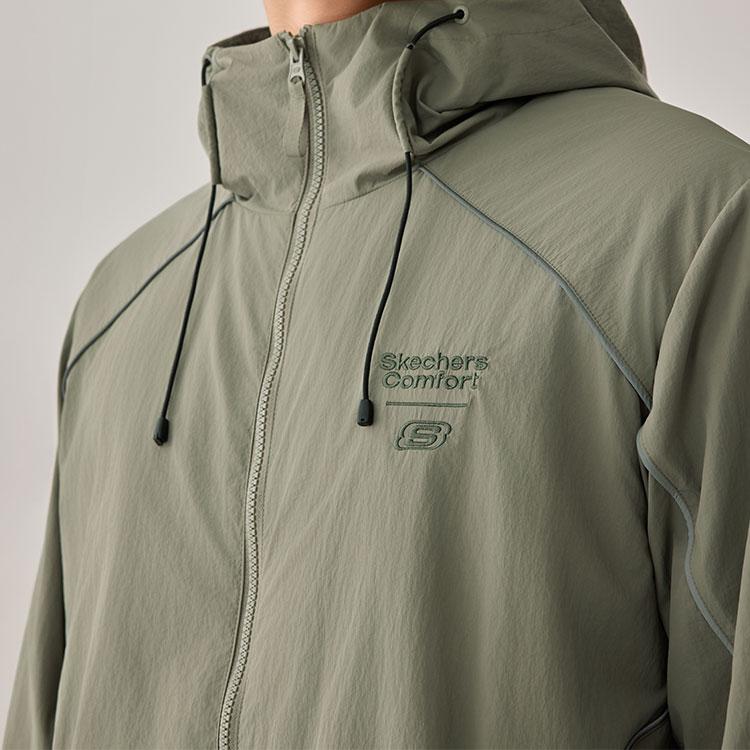 Skechers Fleece Lined Warm Windproof Water Resistant Sports Casual Commuter Loose Comfortable Soft Hooded Jacket Men Jackets L325M088-01DR
