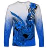 2024 new men's long-sleeved T-shirt 3D printed Polynesian flowers gradient printing men's autumn tops casual round neck street