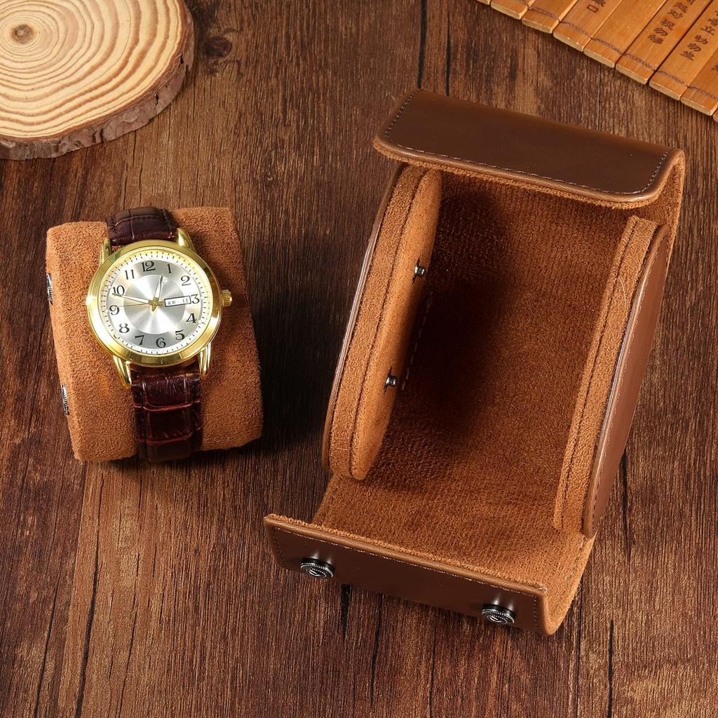 Oval Faux Leather Watch Case with Detachable Velvet Pad- Personalized Men's Watch Travel Storage Box, Perfect Gift