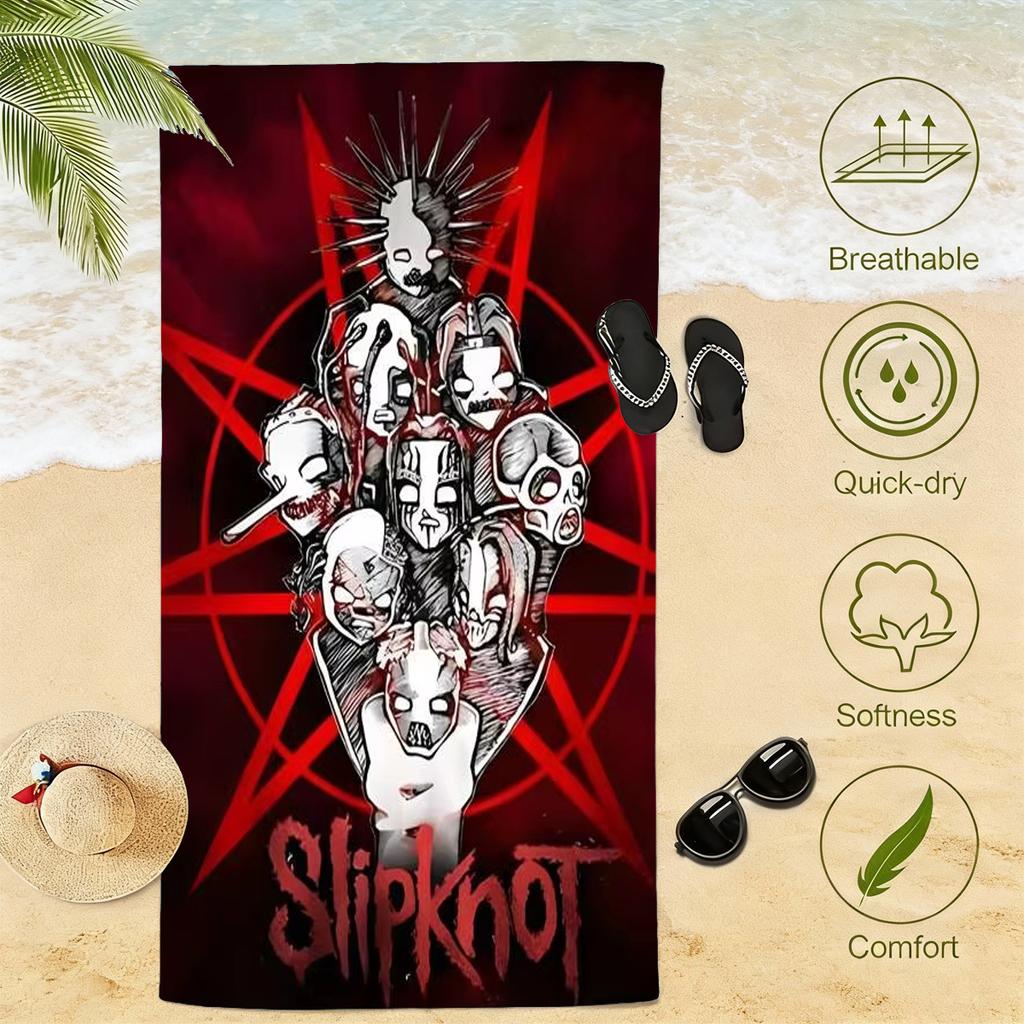 1 Stück S-Slipknot Band Alle Mitglieder Maske Strandtuch Mikrofaser Weich Schnelltrocknend Heavy Metal Rock Badetuch Für Fans Schwimmen Outdoor