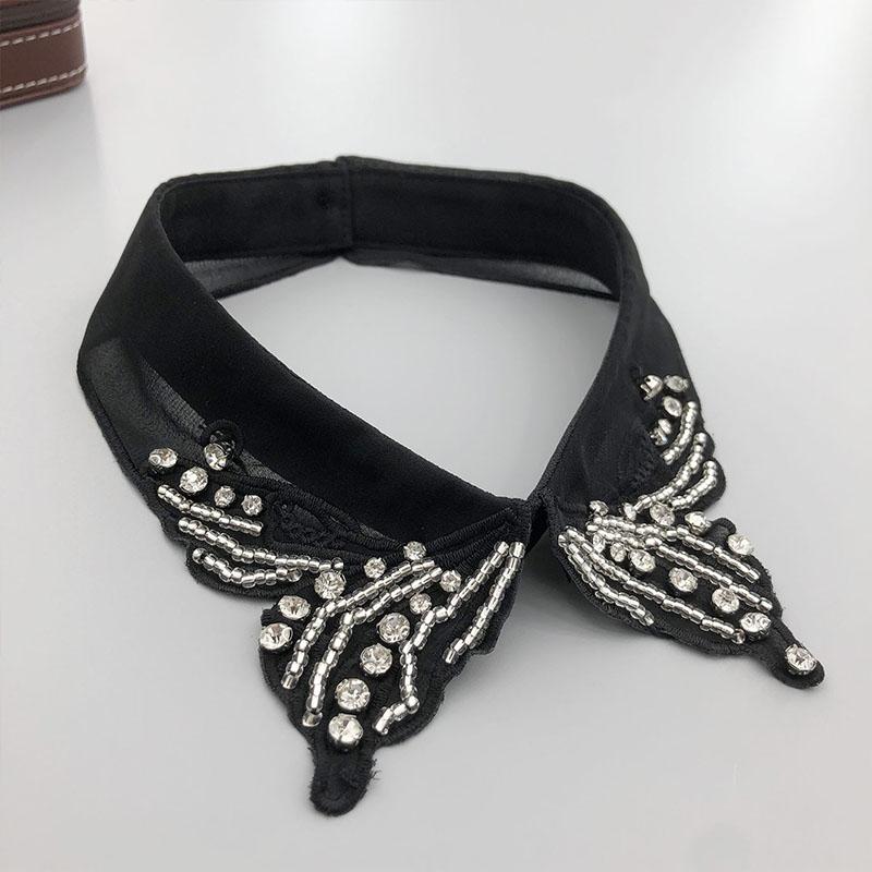 Beading Fake Collar Women Elegant Diamond Detachable Collars for Woman False Shawl Shoulder Wrap Lapel False Collars Woman Tie