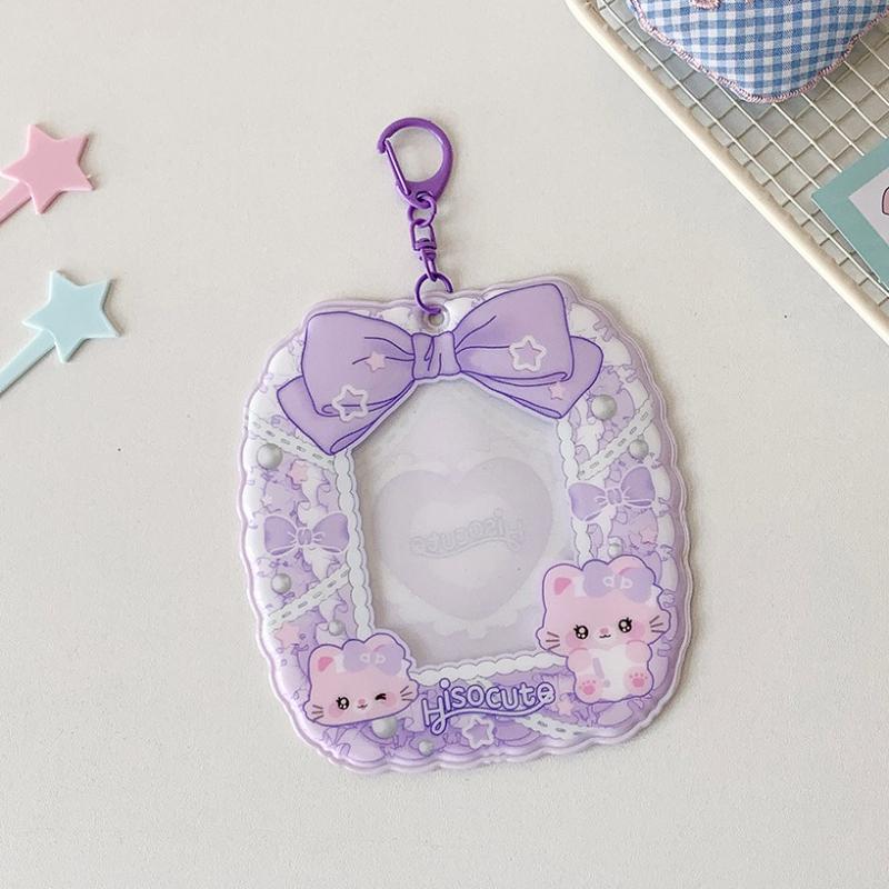 Kawaii PVC Photo Frame for 3 Inch Kpop Idol Card Colorful Bow Knot Photocard Holder Anime Character Card Sleeves Wholesales