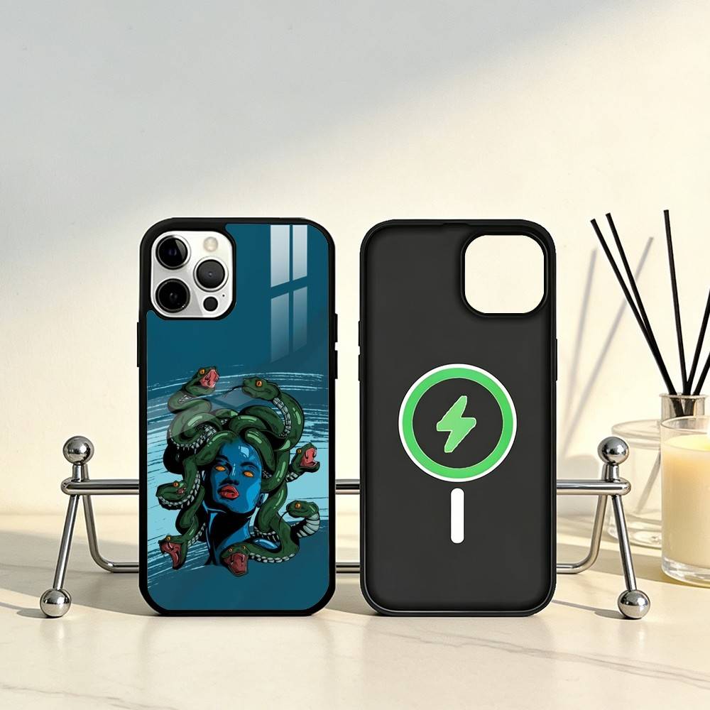 Medusa G-Greek Mythology Phone Case For iPhone17,16,15,14,13,12,11 Plus,Pro Max Magnetic For Magsafe Wireless Charging iPhone17