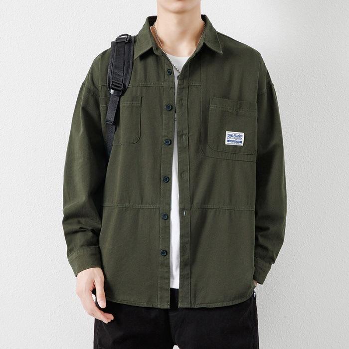 Spring New Men's Long-sleeved Shirt Pure Cotton Loose Casual Shirt Top