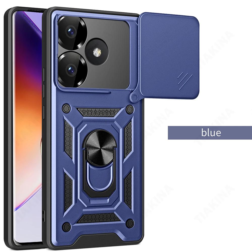 Slide Lens Armor Funda for Redmi 13 4G Case for Redmi Turbo 3 Note 13R POCO M6 F6 Pro 5G Case Magnetic Ring Stand Holder Cover