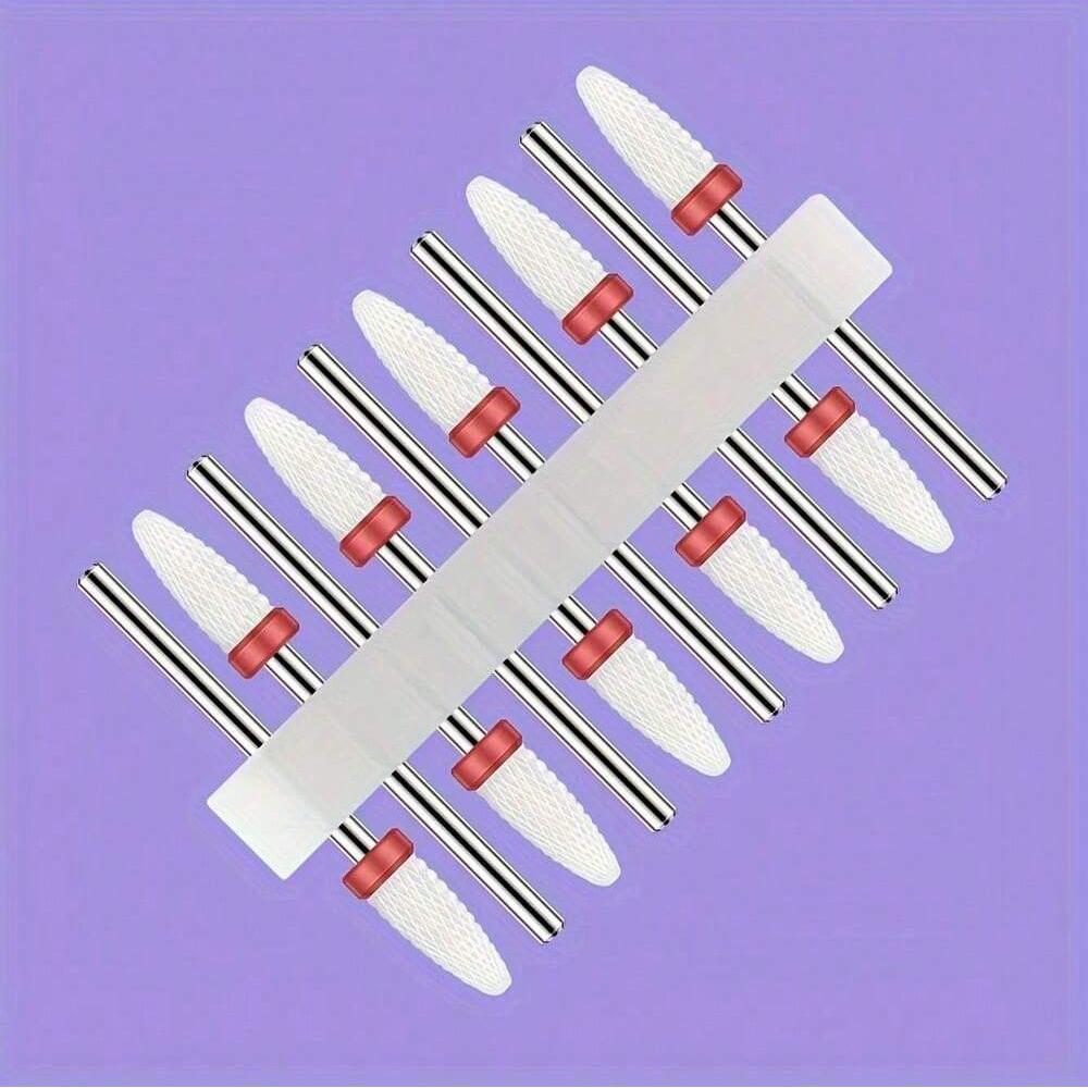 10pc/Set Ceramic Milling Cutter Nail Drill Bits Burr Gel Polish Remove Tools Cuticle Electric Manicure Files Kit Accessories