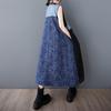 Rochii de vară lungi și lejere din denim, fără mâneci, stil vintage, model patchwork, pentru femei