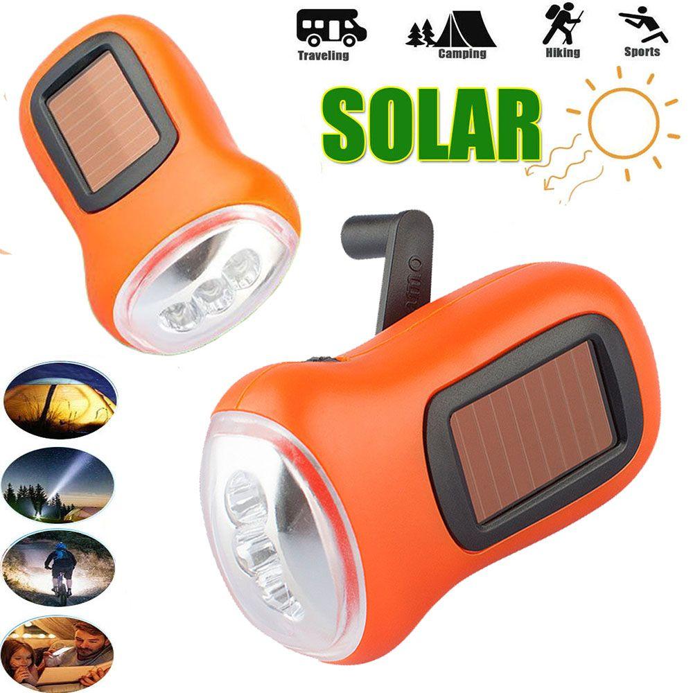 Mobile Super Bright Solar Power LED Torch Hand Crank Flashlight Work Lamp Camping Light