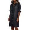 Casual Women Shirt Dress Button Down Ruffle Hem Short Sleeve Lightweight Loose Fit Summer Dress