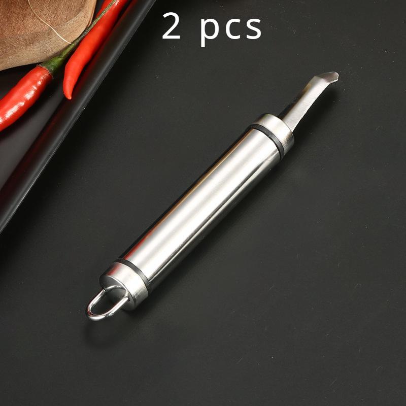 

2 шт. Инструмент для разработки креветок из нержавеющей стали, легкий нож для чистки и очистки креветок с ручкой, необходимые кухонные гаджеты для приготовления морепродуктов серебряный