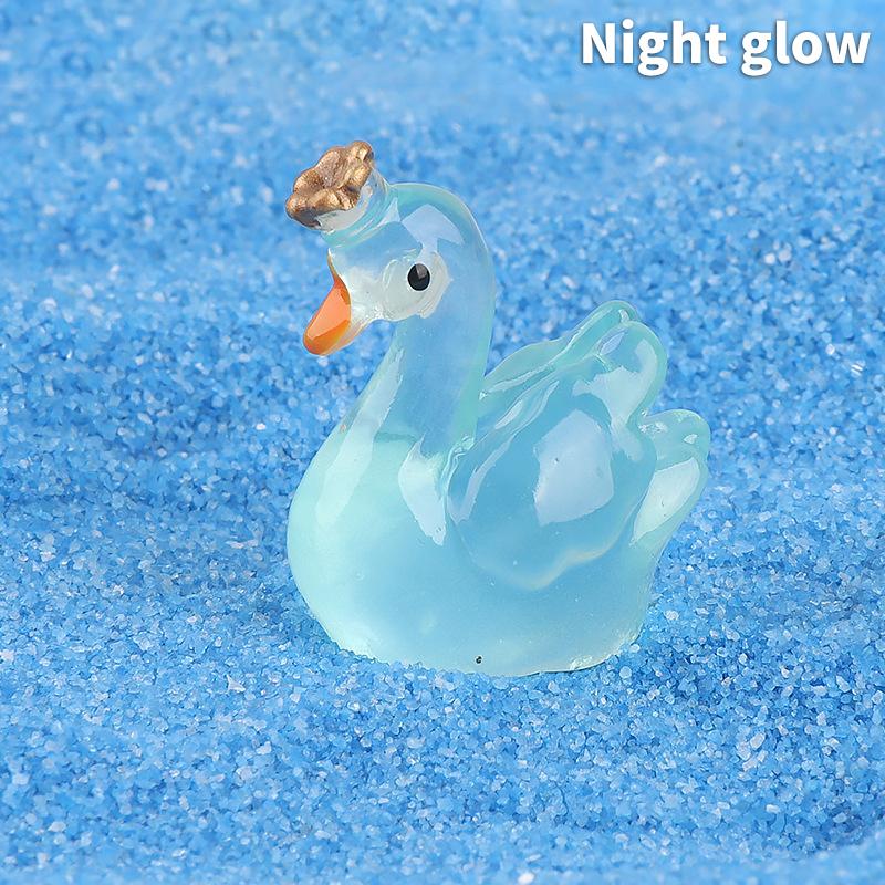 

Мини смоляной светящийся лебедь аксессуары микро ландшафт DIY миниатюрный домашний декор сад миниатюрный террариум орнамент статуя