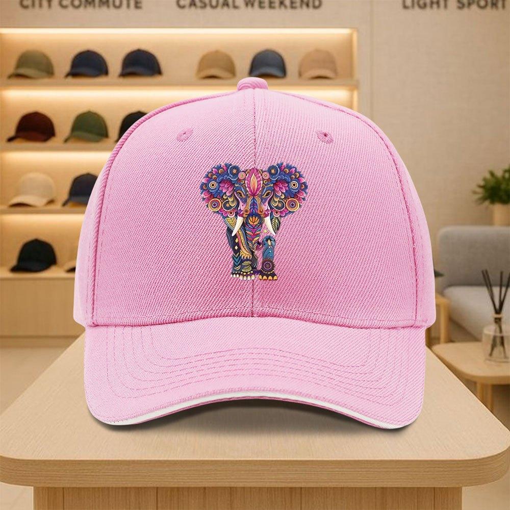 Colorful Mandala Elephant Baseball Cap Adjustable Polyester Outdoor Sports Casual Cap Unisex