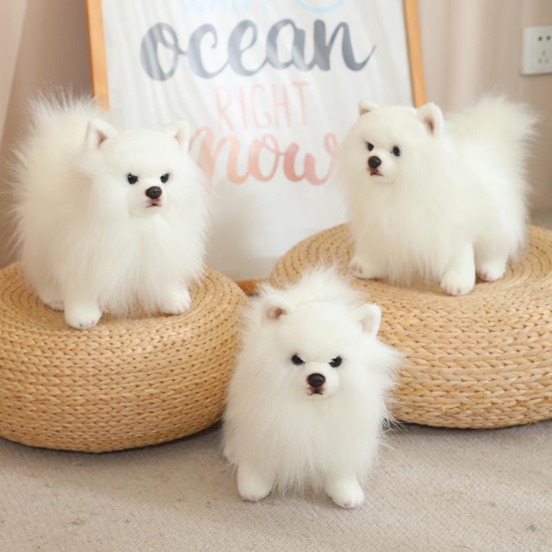 Brown Pomeranian Plush Toy - Standing Dog Photography Prop & Soothing Doll for Kids
