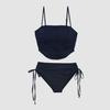 Multi-color new Korean version of girls tube top split swimsuit women's pure desire wind drawstring bikini hot spring vacation swimsuit