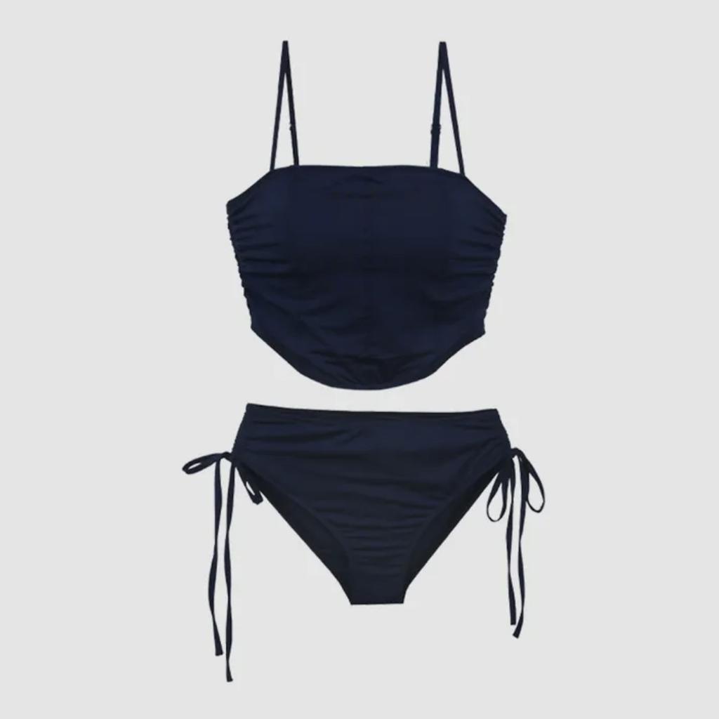Multi-color new Korean version of girls tube top split swimsuit women's pure desire wind drawstring bikini hot spring vacation swimsuit