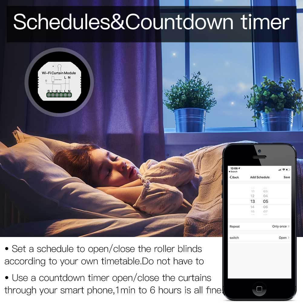 Graffiti Smart WiFi Curtain Switch with Remote Timer & Alexa Compatibility