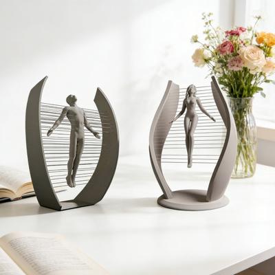 Konstnärlig Hängande Figurin för Män Kvinnor 3D-printad Flytande Pojke Flicka Staty Hem Kontor Vardagsrum Sovrum Dekorationsprydnad