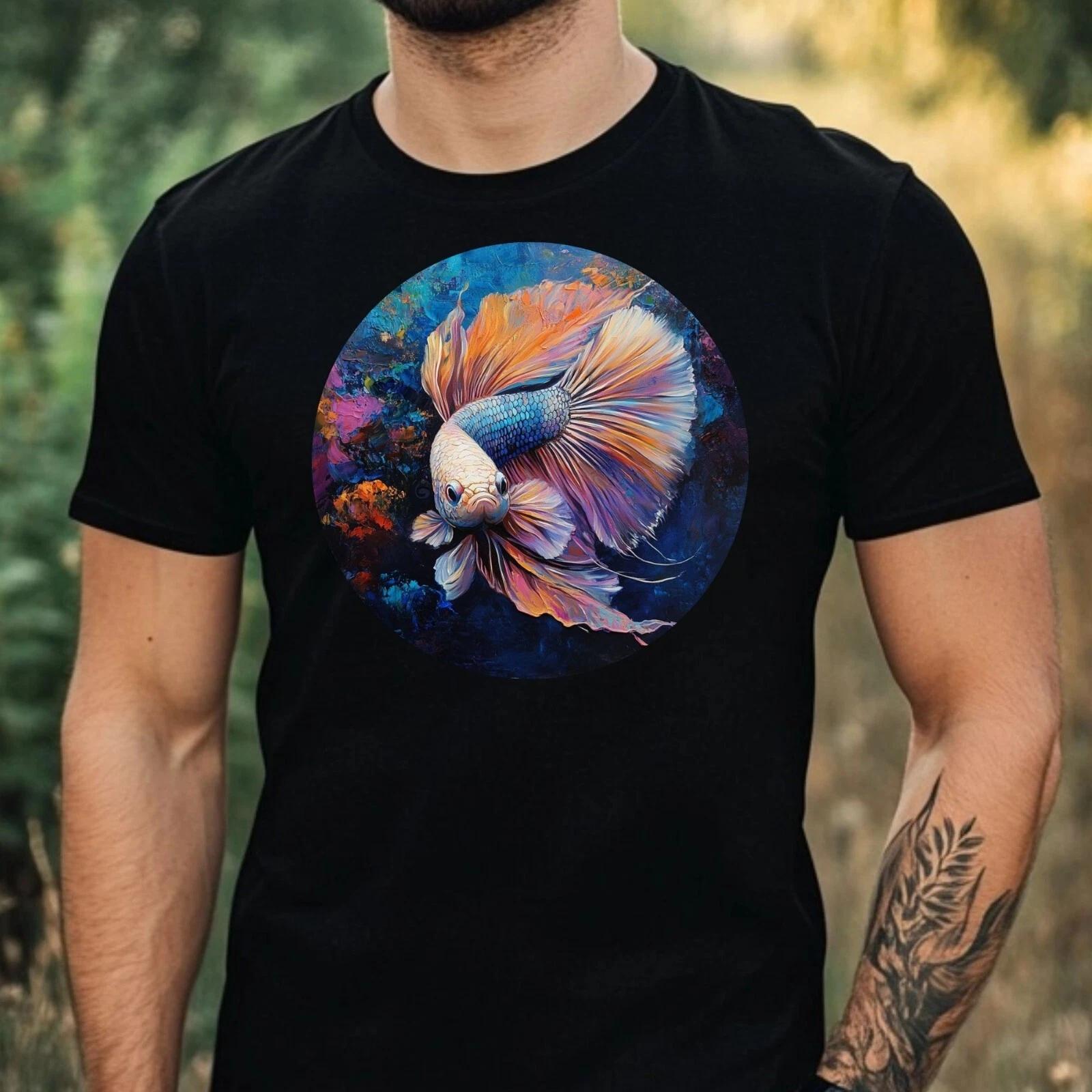 T-Shirt Herren Kampffisch Portrait Motiv Baumwolle Größe XS bis 5XL S