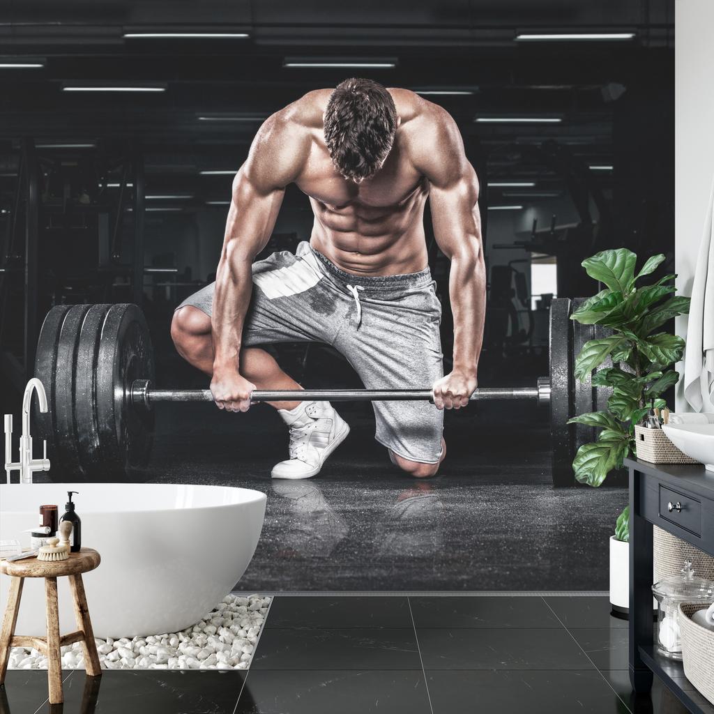 Photomural Bodybuilder With A Barbell Washable Fleece 368x280