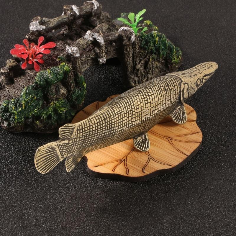 Metal Fish Figurines Animal Statues Alligators Gar Sculptures Collectibles Table Ornament for Office Home Desktop Decors